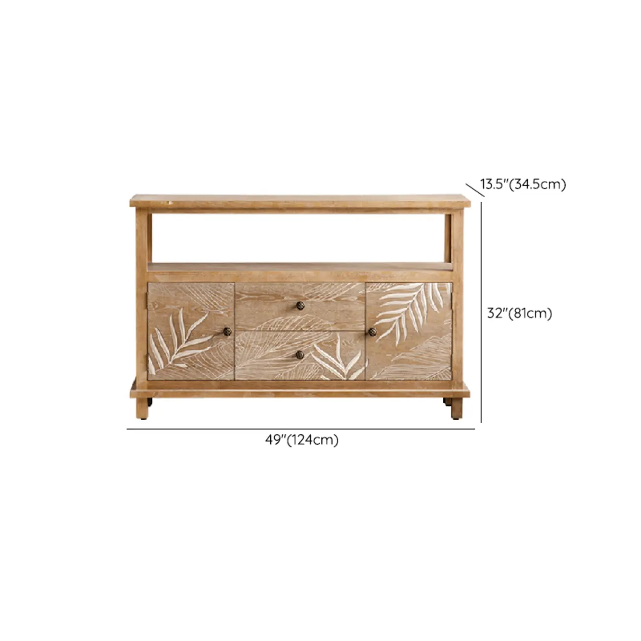 Rustic Natural Wooden Storage Buffet Accent Cabinet Image - 17 | homeyfad