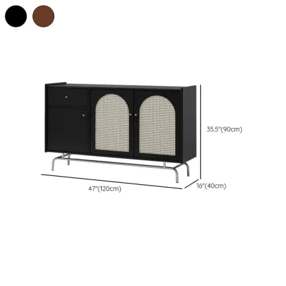 Modern Ink Wood Metal Base Rattan Cabinet for Living Room #size