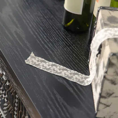 Modern Black Wooden Parlor Intricate Carved Cabinet Image - 12