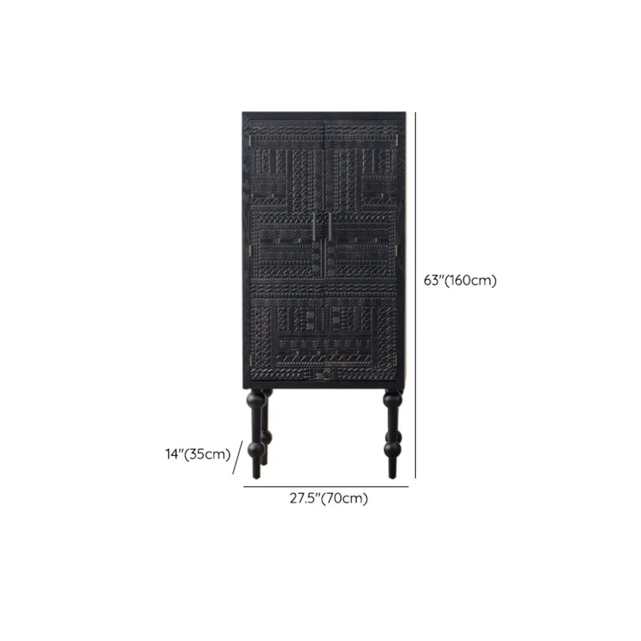 Modern Black Wooden Parlor Intricate Carved Cabinet #size | homeyfad
