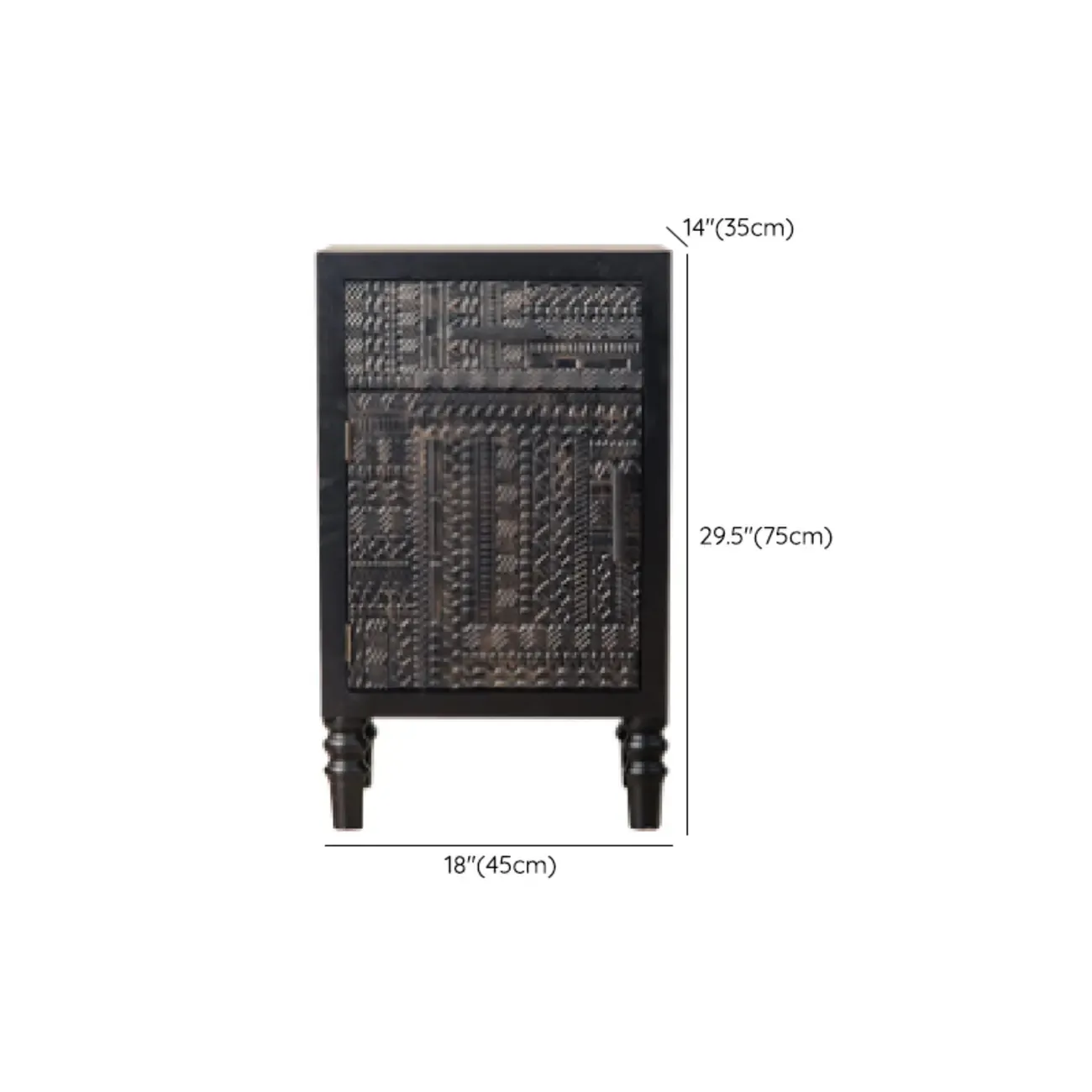 Modern Black Wooden Parlor Intricate Carved Cabinet Image - 17