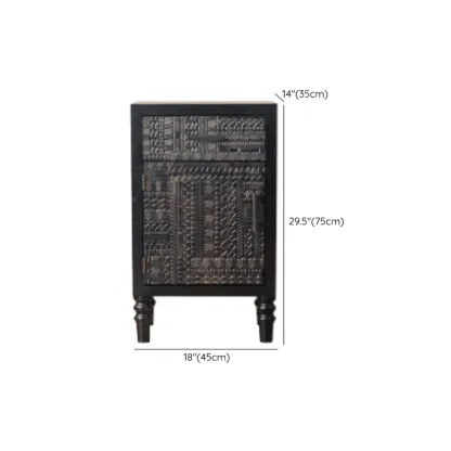 Modern Black Wooden Parlor Intricate Carved Cabinet Image - 17