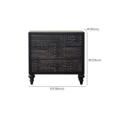 Modern Black Wooden Parlor Intricate Carved Cabinet Image - 18