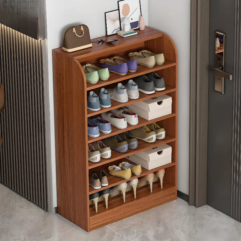 brown wooden shoe storage