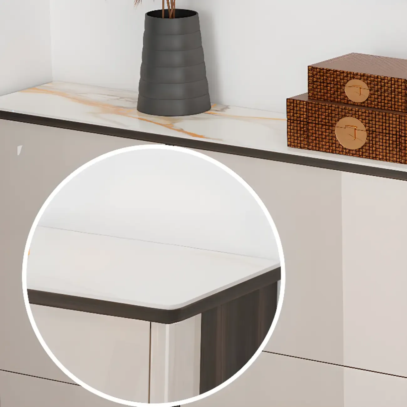 Glossy Shoe Cabinet with Sliding Doors for Entryway Image - 12