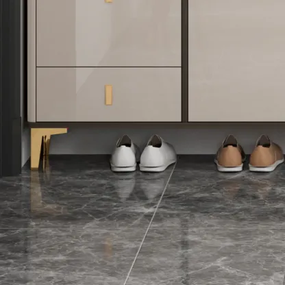 Glossy Shoe Cabinet with Sliding Doors for Entryway Image - 21