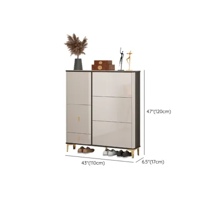 Glossy Shoe Cabinet with Sliding Doors for Entryway Image - 27