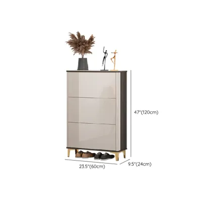 Glossy Shoe Cabinet with Sliding Doors for Entryway Image - 30