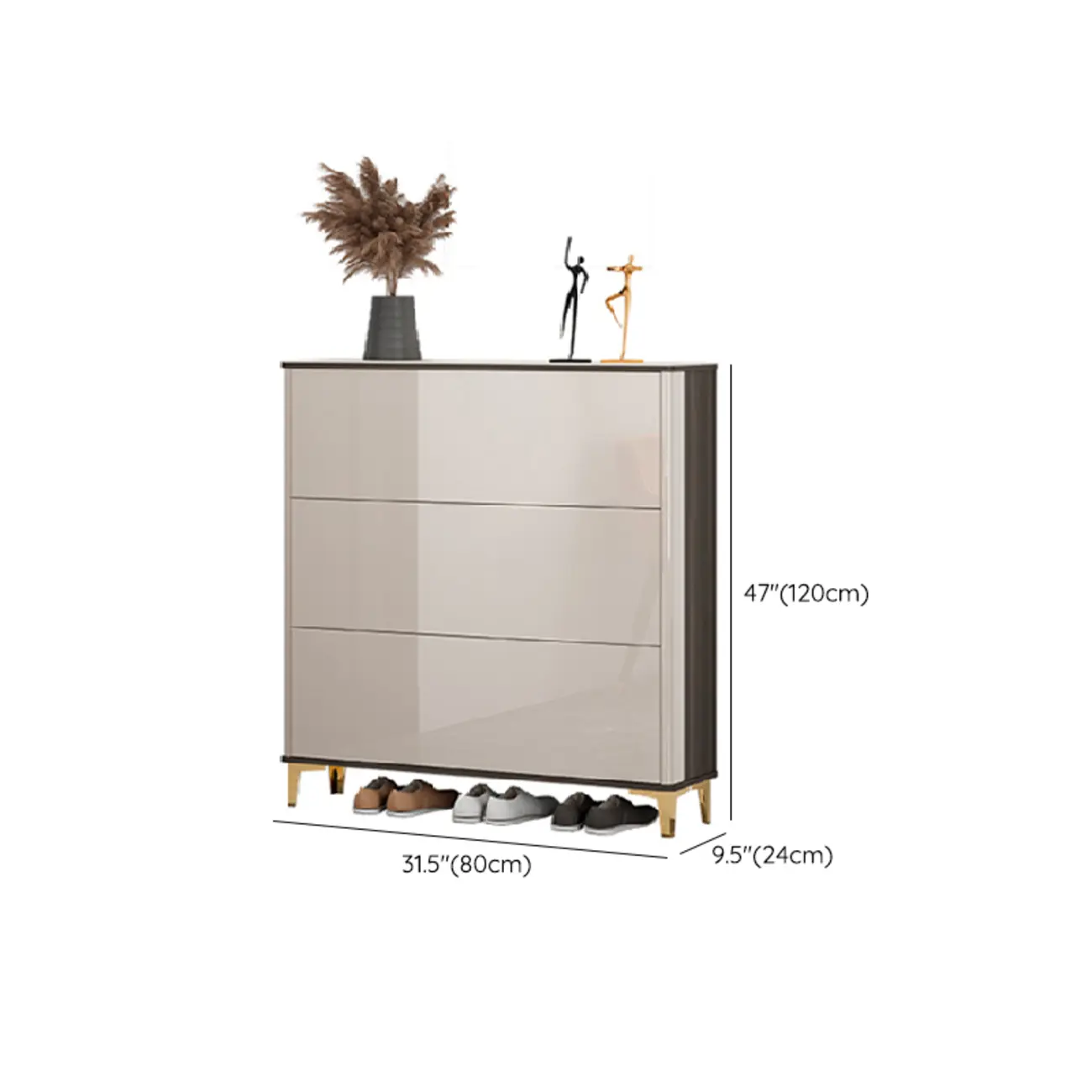 Glossy Shoe Cabinet with Sliding Doors for Entryway Image - 31 | homeyfad