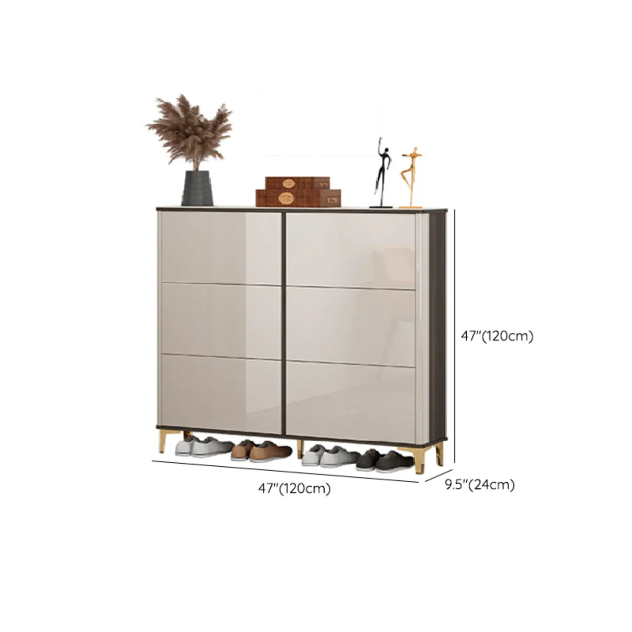 Glossy Shoe Cabinet with Sliding Doors for Entryway Image - 33 | homeyfad