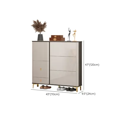 Glossy Shoe Cabinet with Sliding Doors for Entryway Image - 35