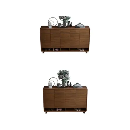 Traditional Walnut Entryway Shoe Storage Cabinet Image - 33