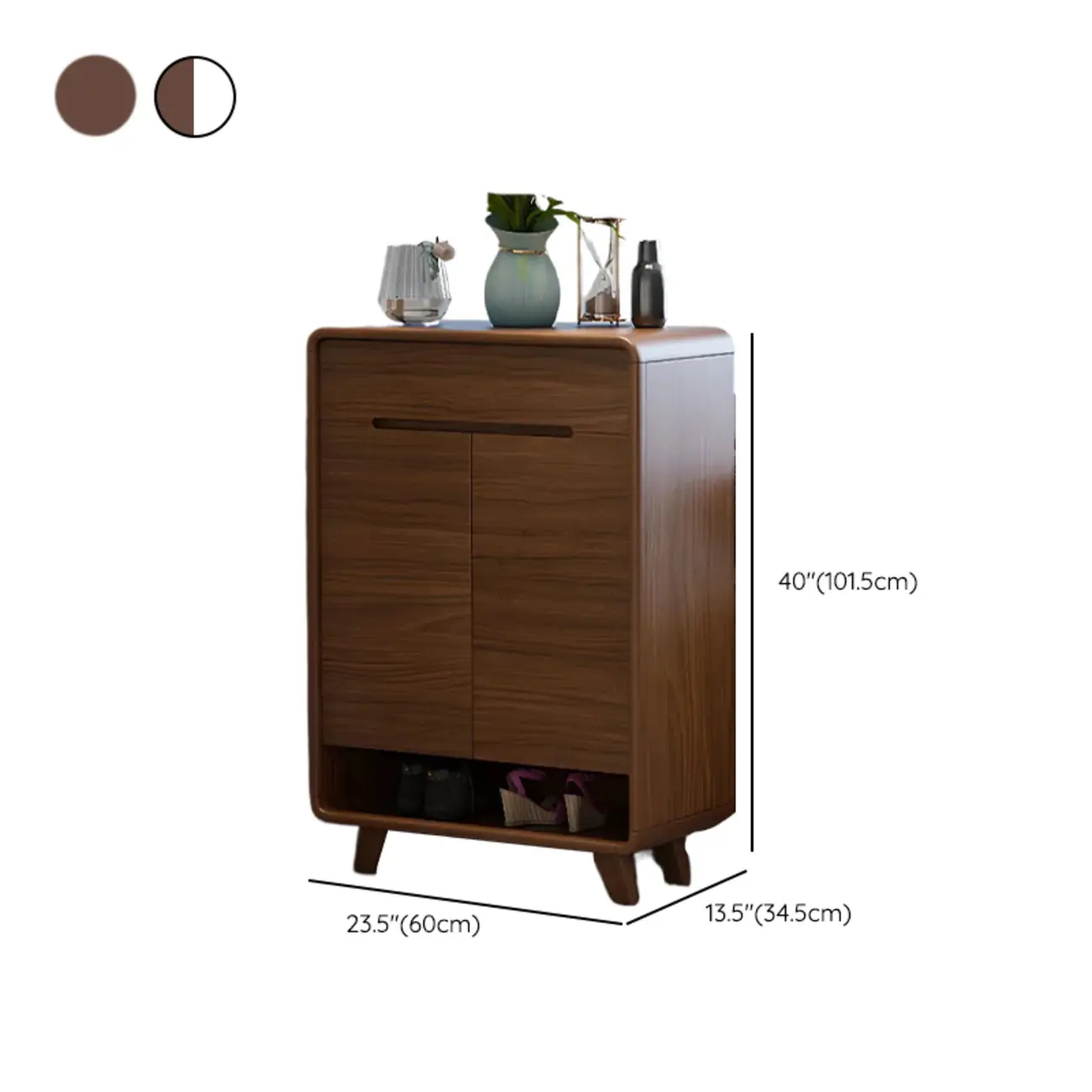 Traditional Walnut Entryway Shoe Storage Cabinet #size | homeyfad