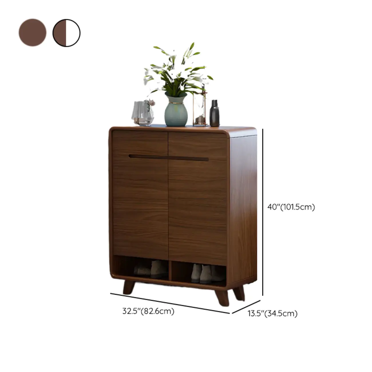 Traditional Walnut Entryway Shoe Storage Cabinet Image - 35 | homeyfad