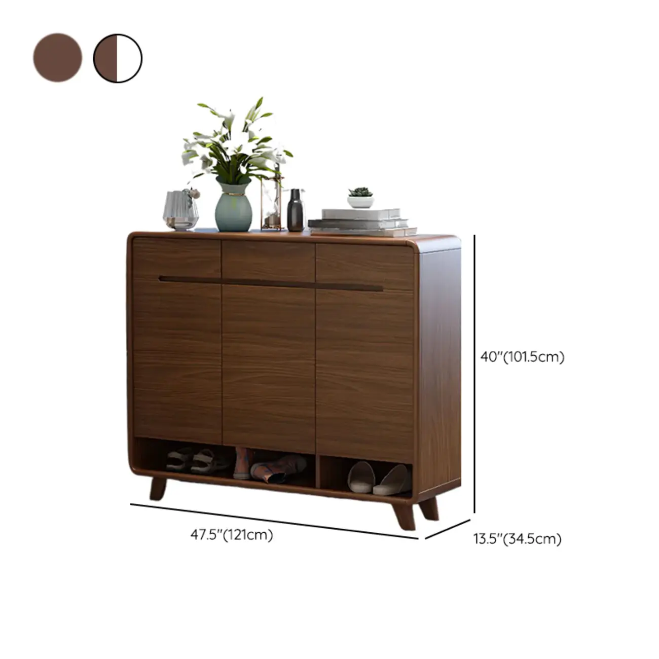 Traditional Walnut Entryway Shoe Storage Cabinet Image - 37 | homeyfad