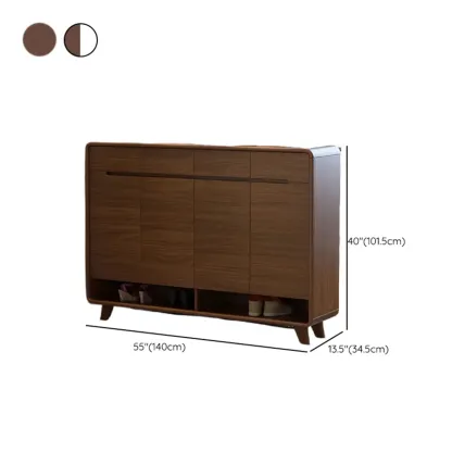 Traditional Walnut Entryway Shoe Storage Cabinet Image - 38