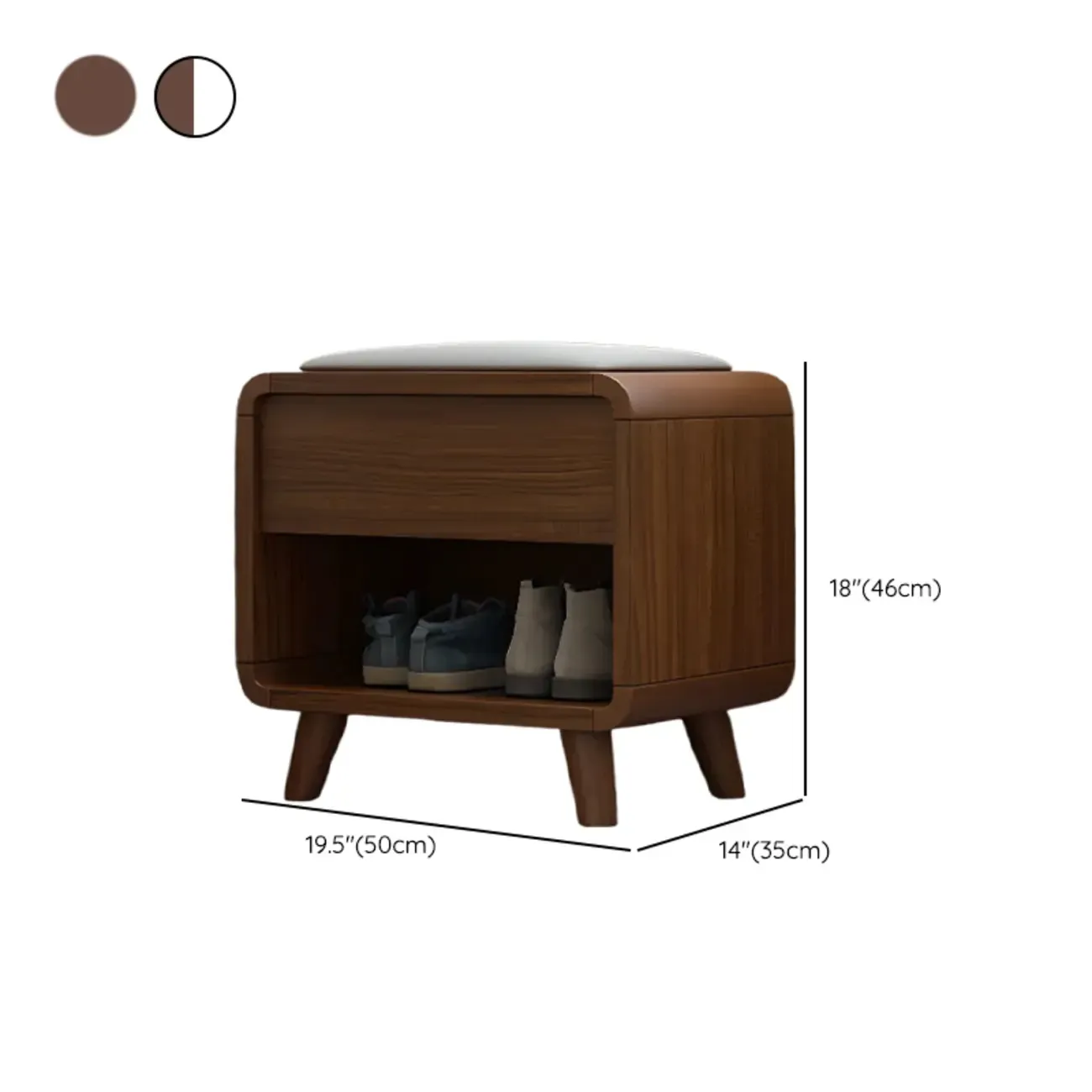 Traditional Walnut Entryway Shoe Storage Cabinet Image - 44