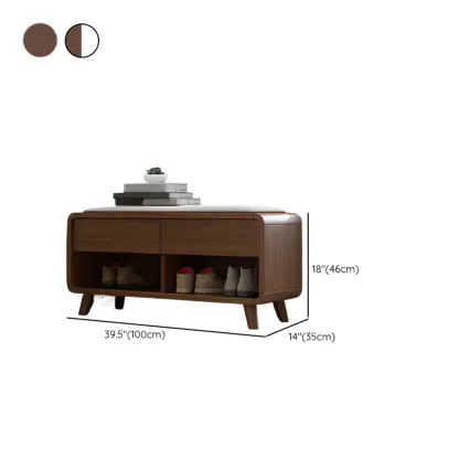 Traditional Walnut Entryway Shoe Storage Cabinet Image - 45