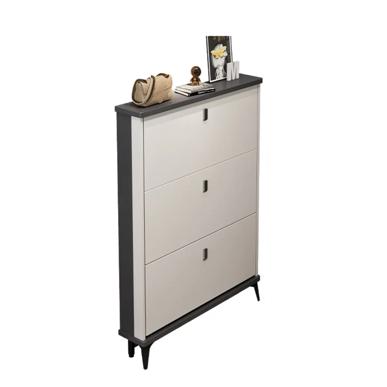 Modern Wood Shoe Cabinet with Adjustable Shelves, Entryway | homeyfad