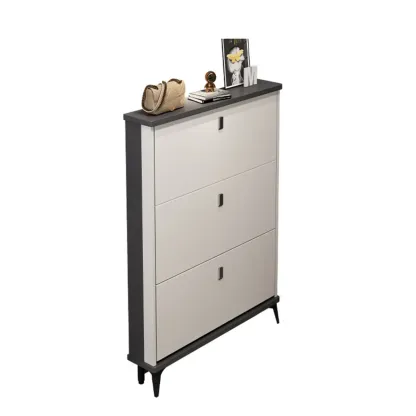 Modern Wood Shoe Cabinet with Adjustable Shelves, Entryway