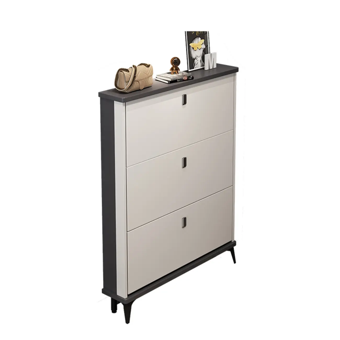 Modern Wood Shoe Cabinet with Adjustable Shelves, Entryway | homeyfad