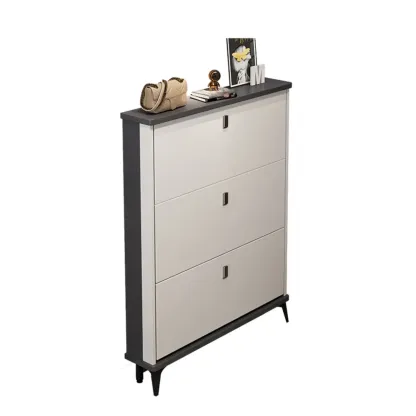 Modern Wood Shoe Cabinet with Adjustable Shelves, Entryway