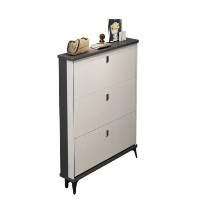 Modern Wood Shoe Cabinet with Adjustable Shelves, Entryway