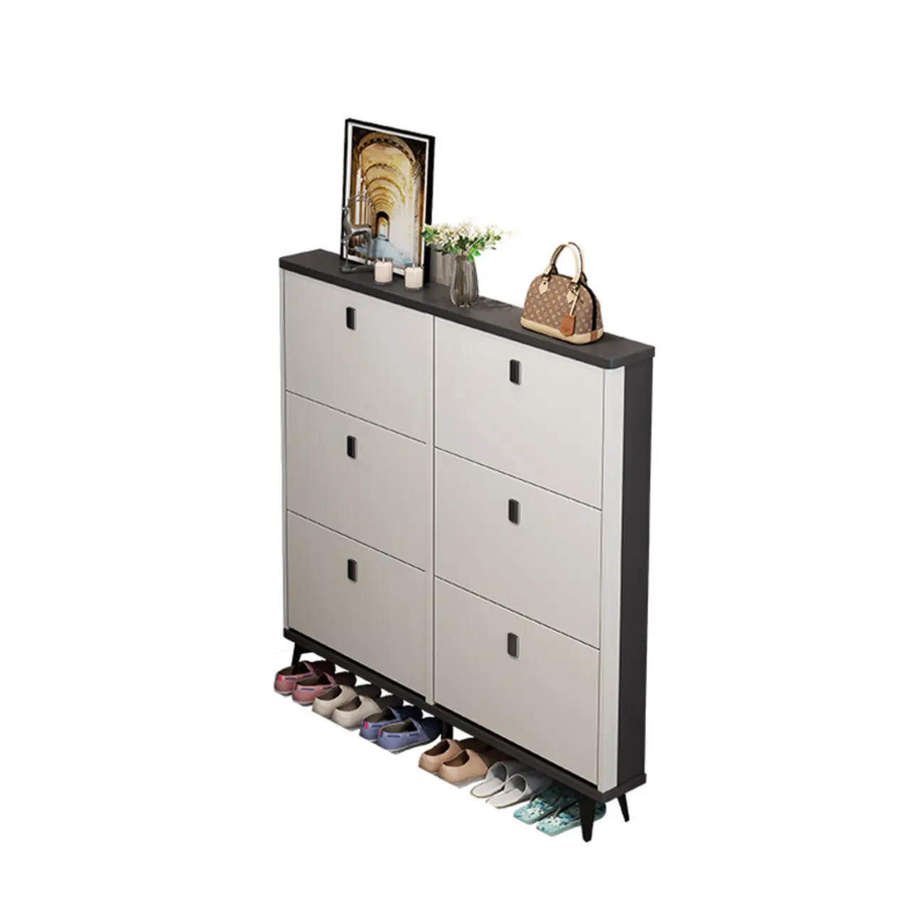Modern Wood Shoe Cabinet with Adjustable Shelves, Entryway | homeyfad