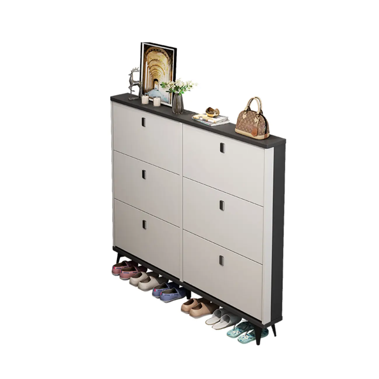 Modern Wood Shoe Cabinet with Adjustable Shelves, Entryway | homeyfad