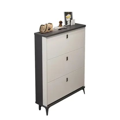 Modern Wood Shoe Cabinet with Adjustable Shelves, Entryway