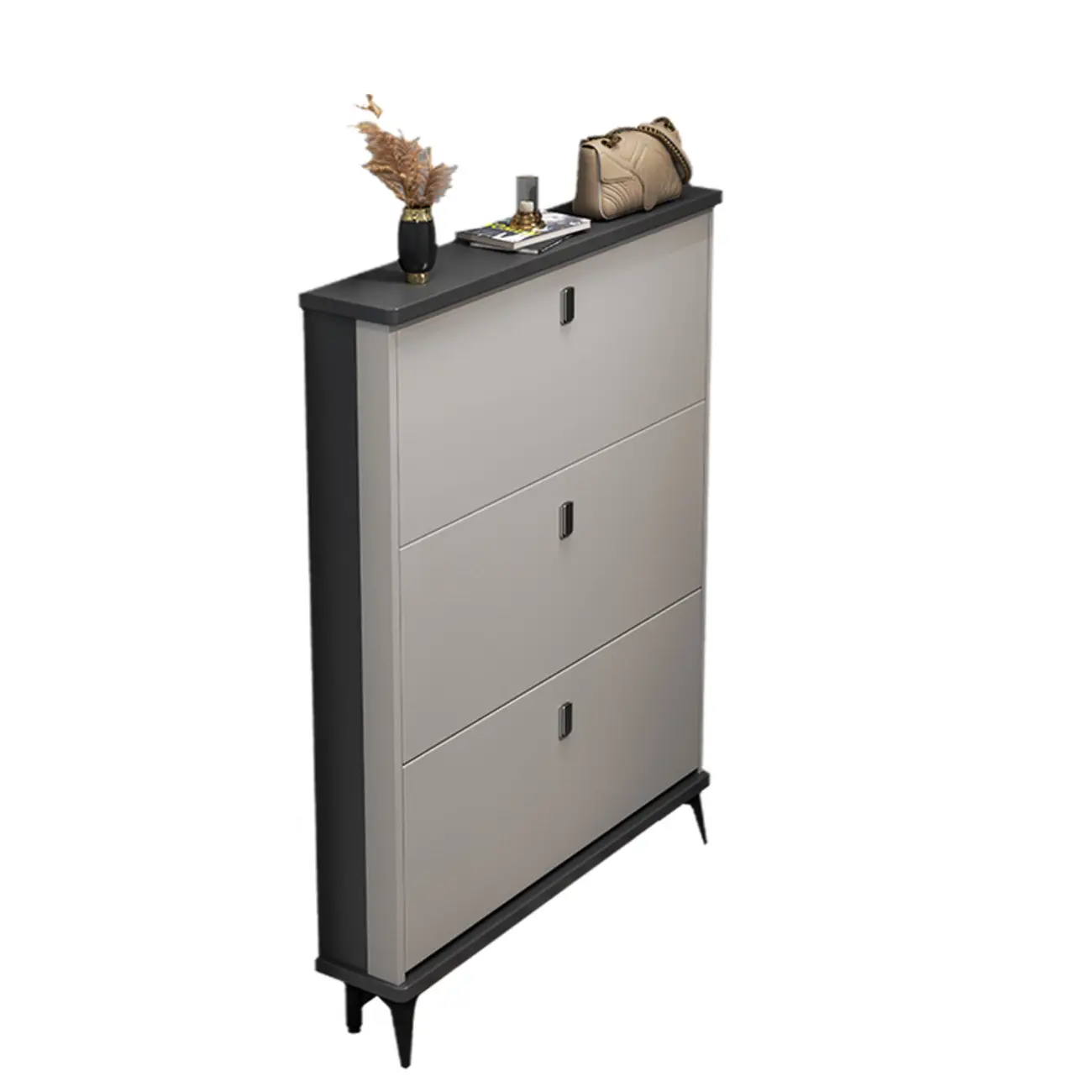 Modern Wood Shoe Cabinet with Adjustable Shelves, Entryway | homeyfad