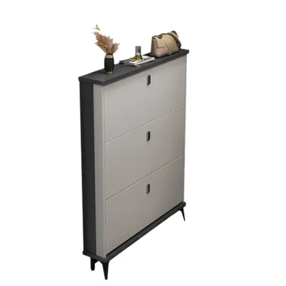 Modern Wood Shoe Cabinet with Adjustable Shelves, Entryway