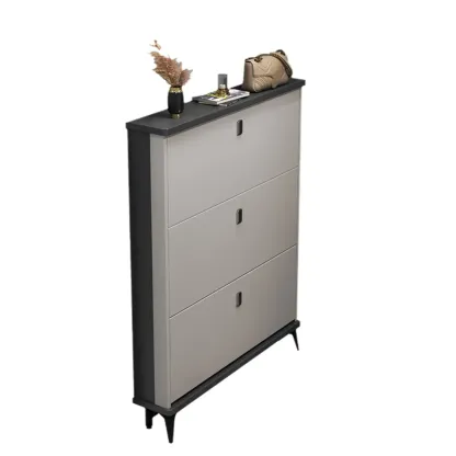 Modern Wood Shoe Cabinet with Adjustable Shelves, Entryway