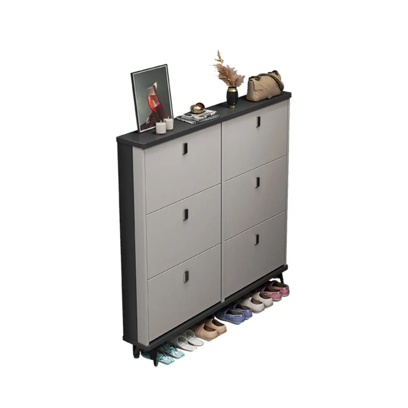 Modern Wood Shoe Cabinet with Adjustable Shelves, Entryway | homeyfad