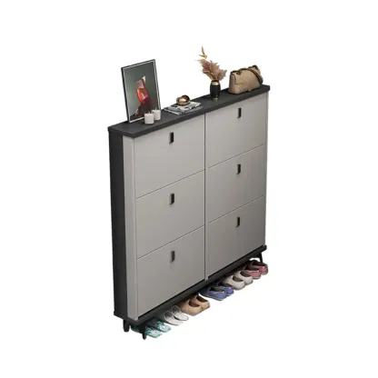 Modern Wood Shoe Cabinet with Adjustable Shelves, Entryway