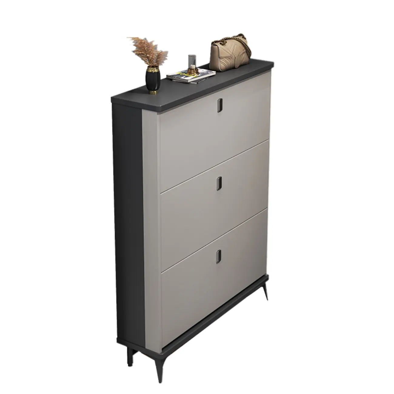 Modern Wood Shoe Cabinet with Adjustable Shelves, Entryway | homeyfad