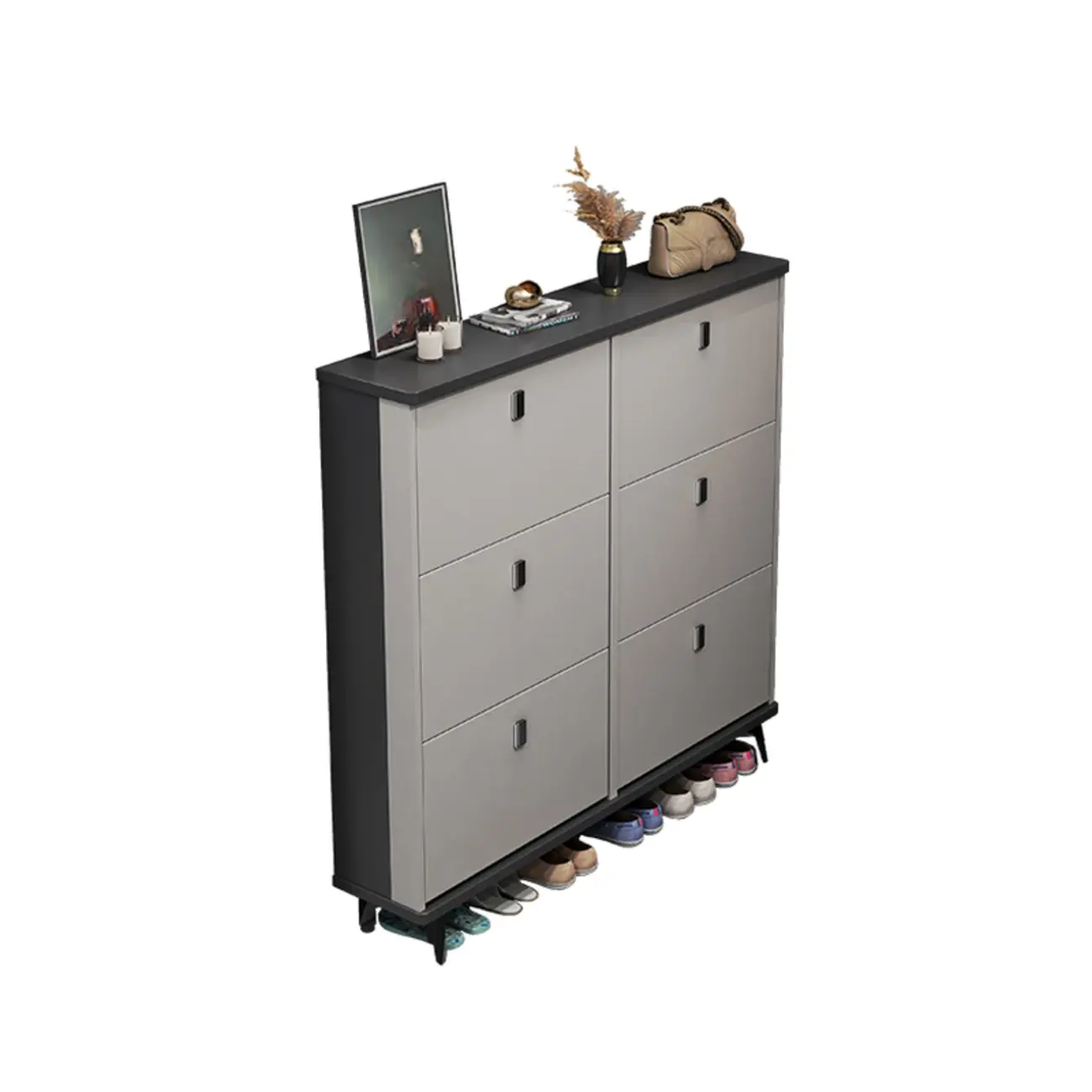 Modern Wood Shoe Cabinet with Adjustable Shelves, Entryway | homeyfad