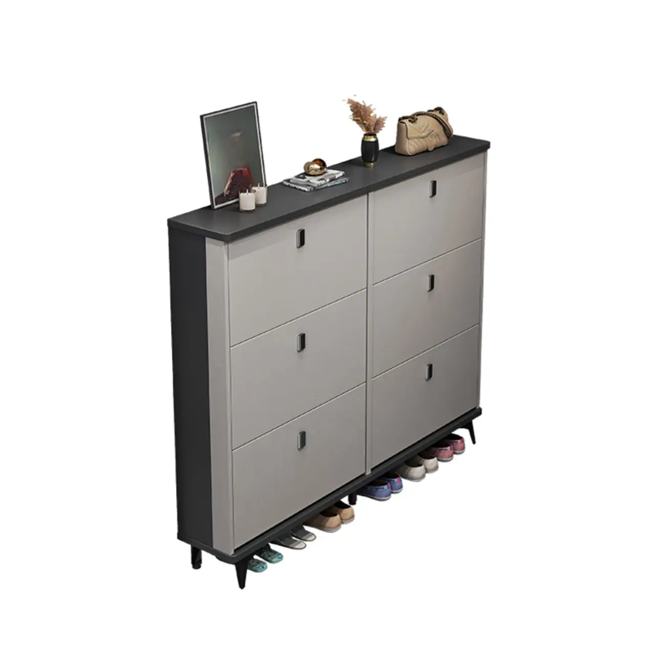 Modern Wood Shoe Cabinet with Adjustable Shelves, Entryway | homeyfad