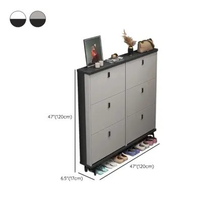 Modern Wood Shoe Cabinet with Adjustable Shelves, Entryway