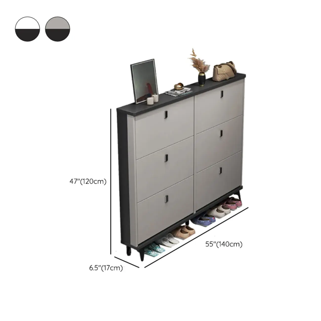 Modern Wood Shoe Cabinet with Adjustable Shelves, Entryway | homeyfad