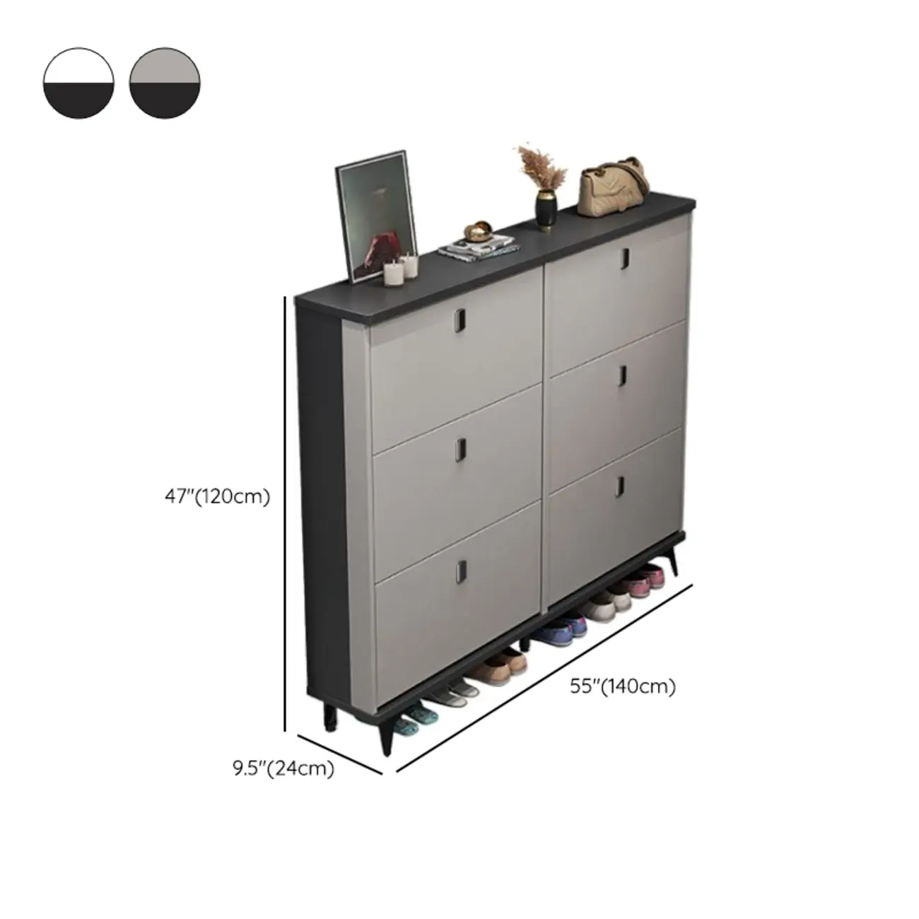 Modern Wood Shoe Cabinet with Adjustable Shelves, Entryway | homeyfad