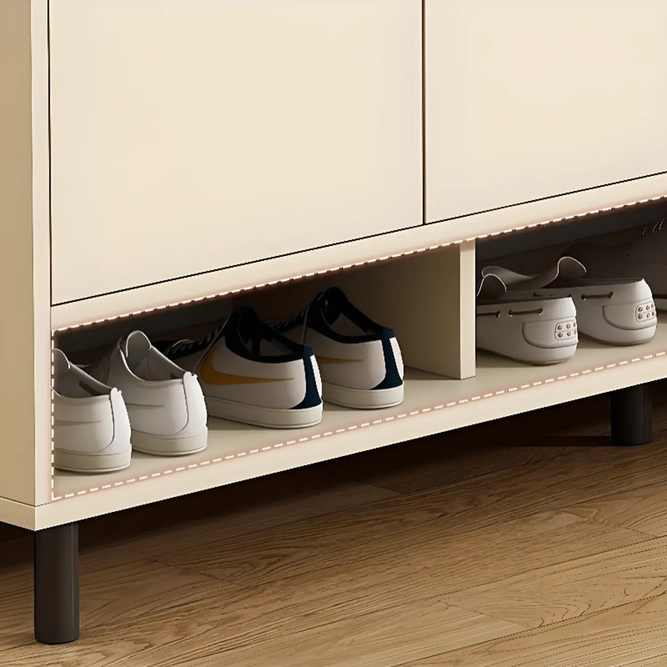 Entryway Off-White Wooden Shoe Storage Cabinet Image - 7 | homeyfad