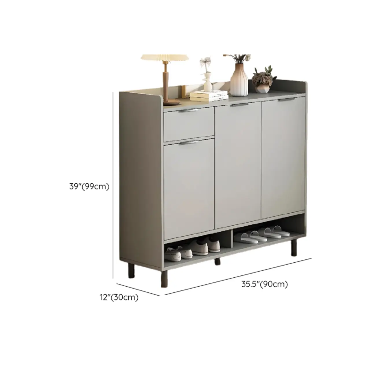 Entryway Off-White Wooden Shoe Storage Cabinet #size | homeyfad