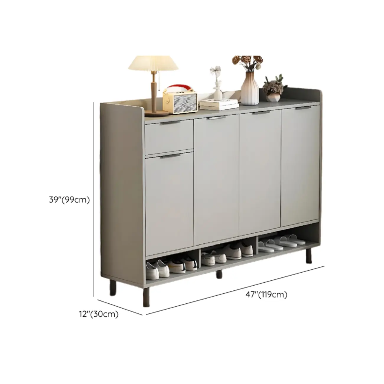 Entryway Off-White Wooden Shoe Storage Cabinet Image - 20 | homeyfad