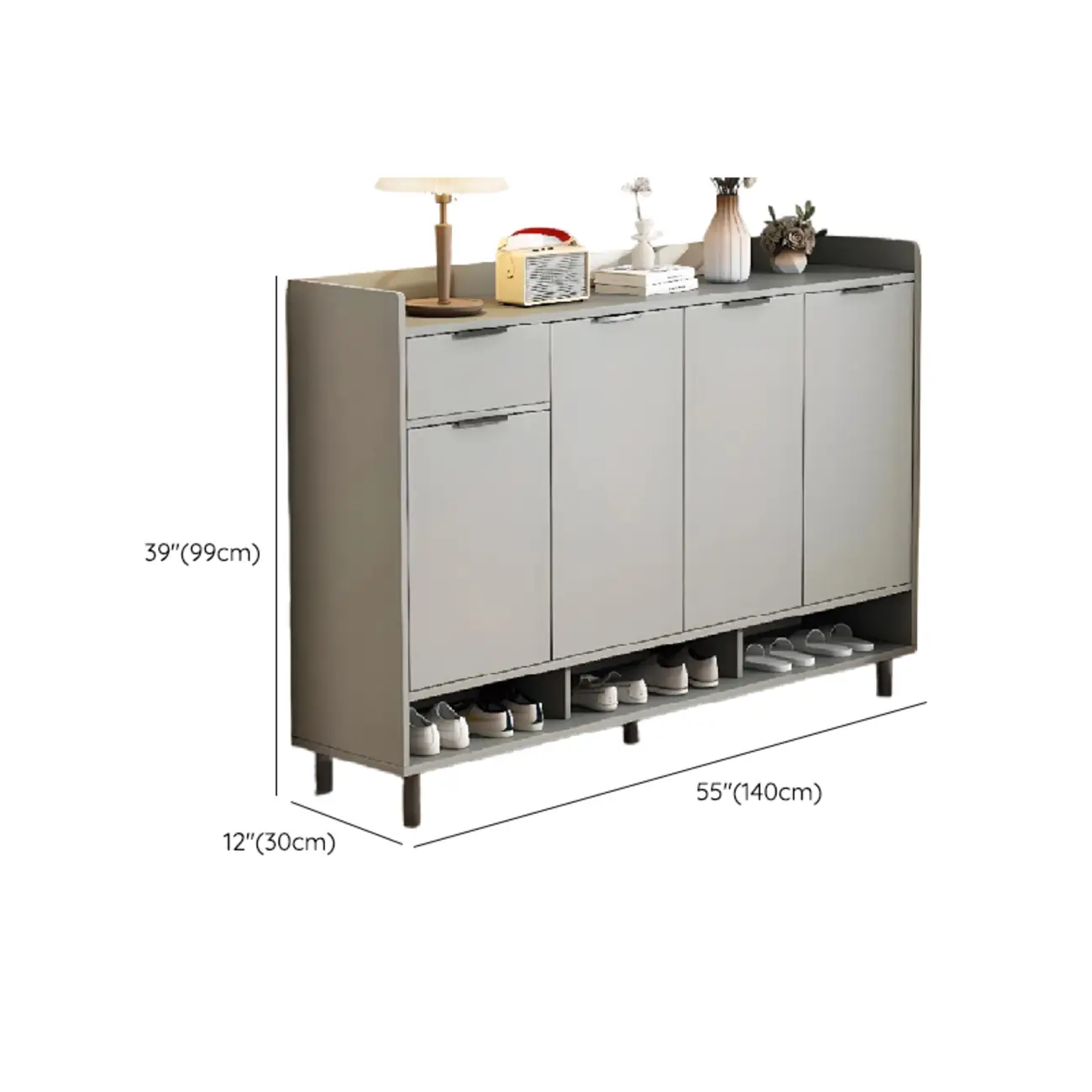 Entryway Off-White Wooden Shoe Storage Cabinet Image - 22 | homeyfad