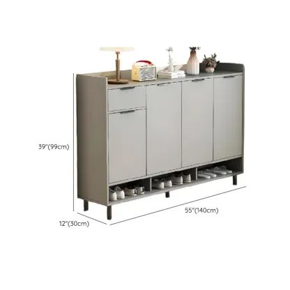 Entryway Off-White Wooden Shoe Storage Cabinet Image - 22