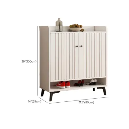 Entryway Off-White Wooden Shoe Storage Cabinet Image - 23