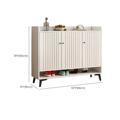Entryway Off-White Wooden Shoe Storage Cabinet Image - 24