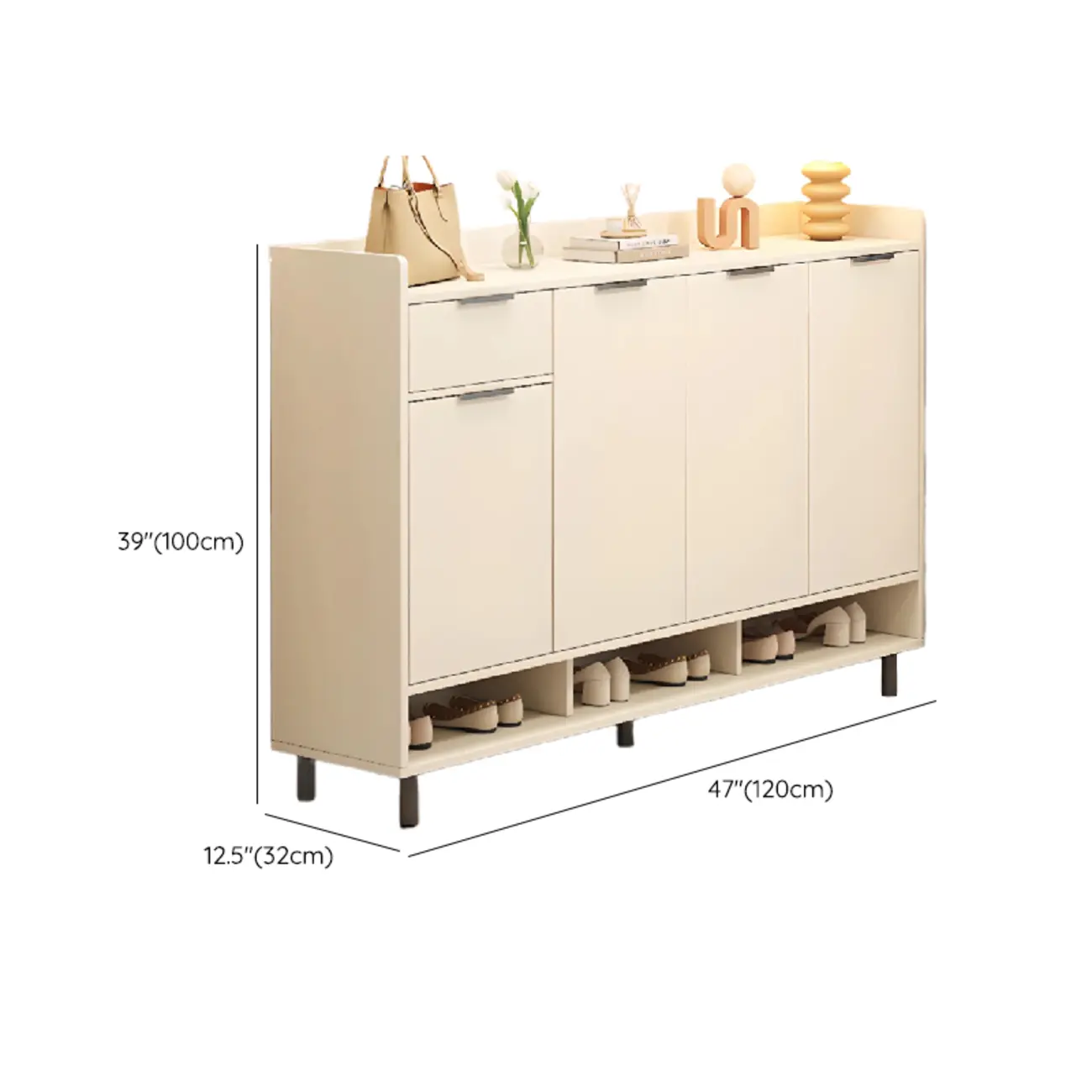 Entryway Off-White Wooden Shoe Storage Cabinet Image - 25 | homeyfad