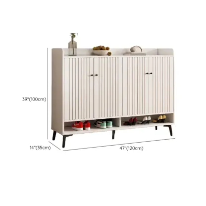 Entryway Off-White Wooden Shoe Storage Cabinet Image - 26